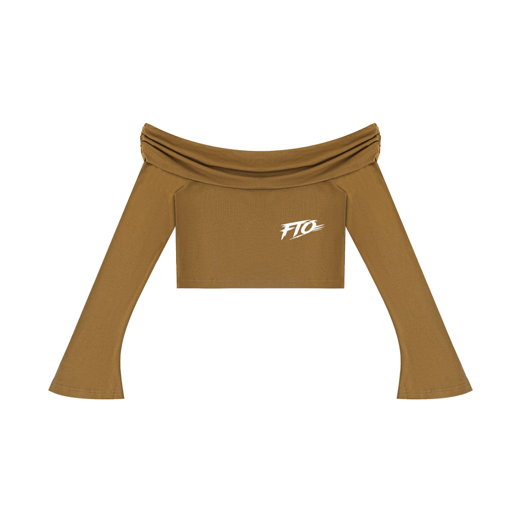 Women's Off-the-Shoulder Bell Sleeve Crop T-Shirt