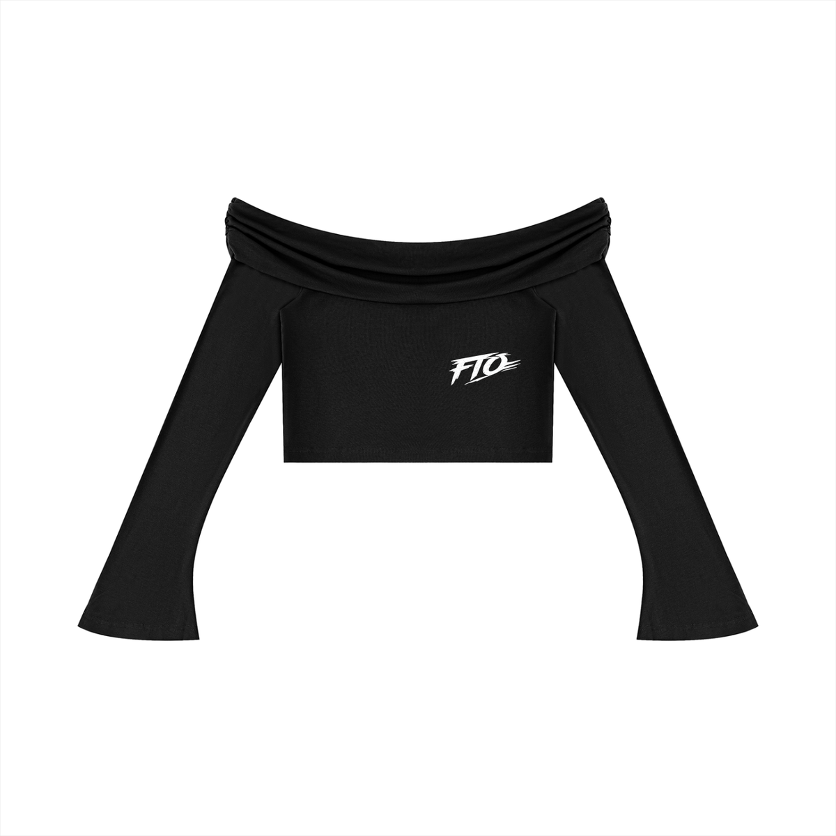 Women's Off-the-Shoulder Bell Sleeve Crop T-Shirt