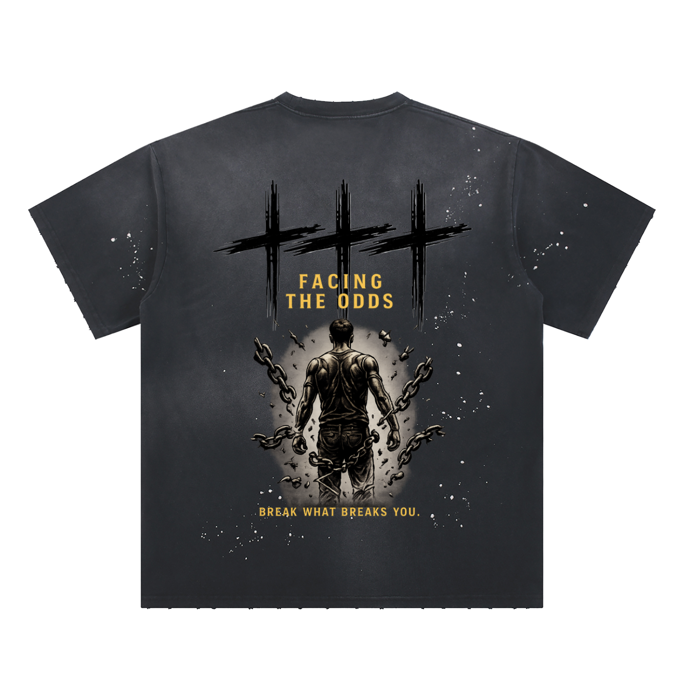 Hand-Frayed Sunfade Paint Splatter T-Shirt